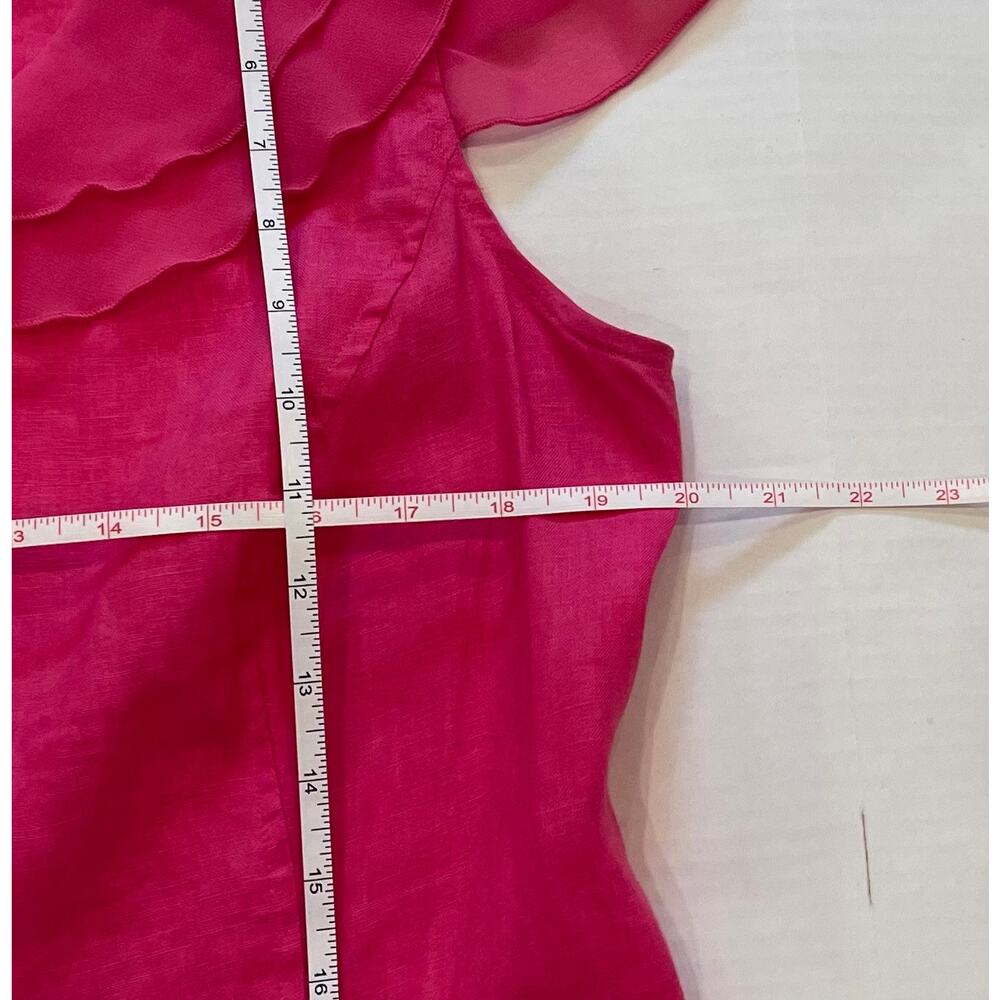 Multiples Pink Linen Button Down Blouse, Short Ru… - image 7